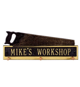American Made Personalized Saw Hook Plaque In Cast Aluminum