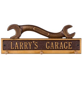 American-Made Personalized Wrench Hook Plaque In Cast Aluminum