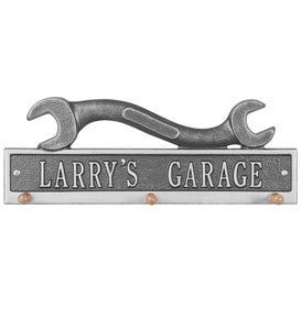 American-Made Personalized Wrench Hook Plaque In Cast Aluminum