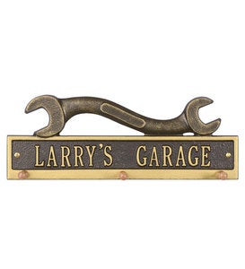 American-Made Personalized Wrench Hook Plaque In Cast Aluminum