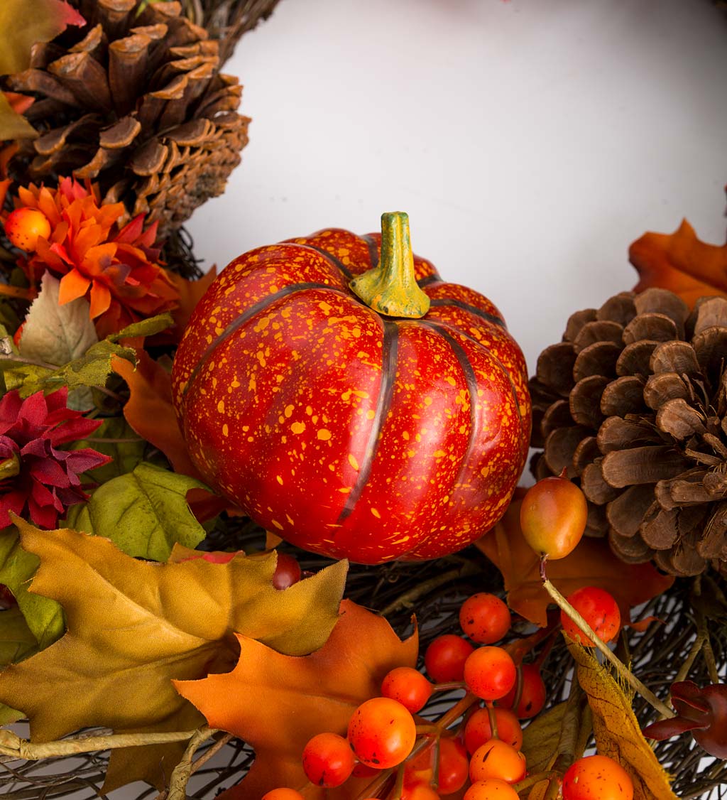 Pumpkins and Pine Cones Fall Wreath