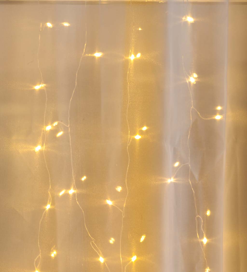 Electric Micro LED Curtain Lights on Silver Wire