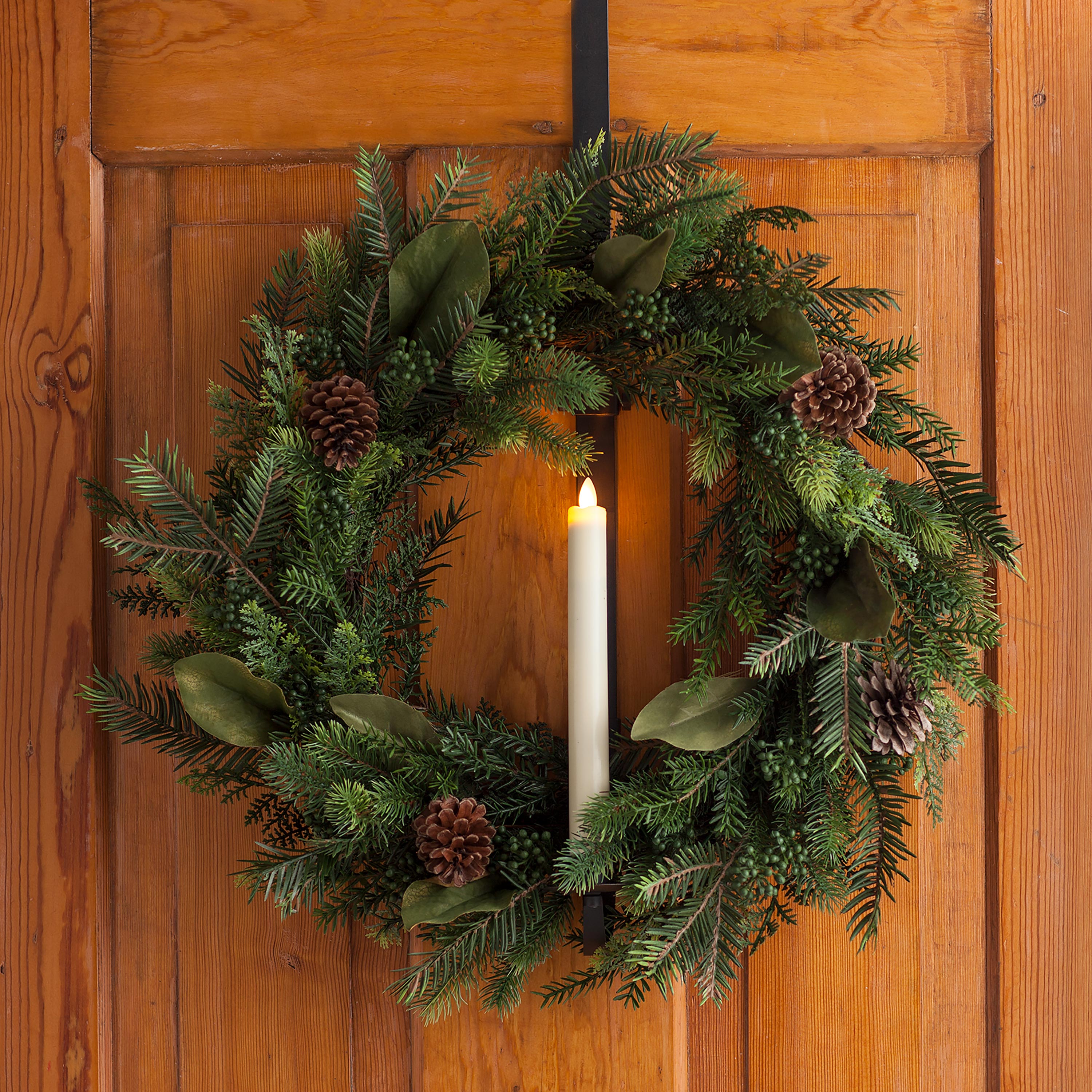 Adjustable Over-Door Wreath Hanger with Candle Holder