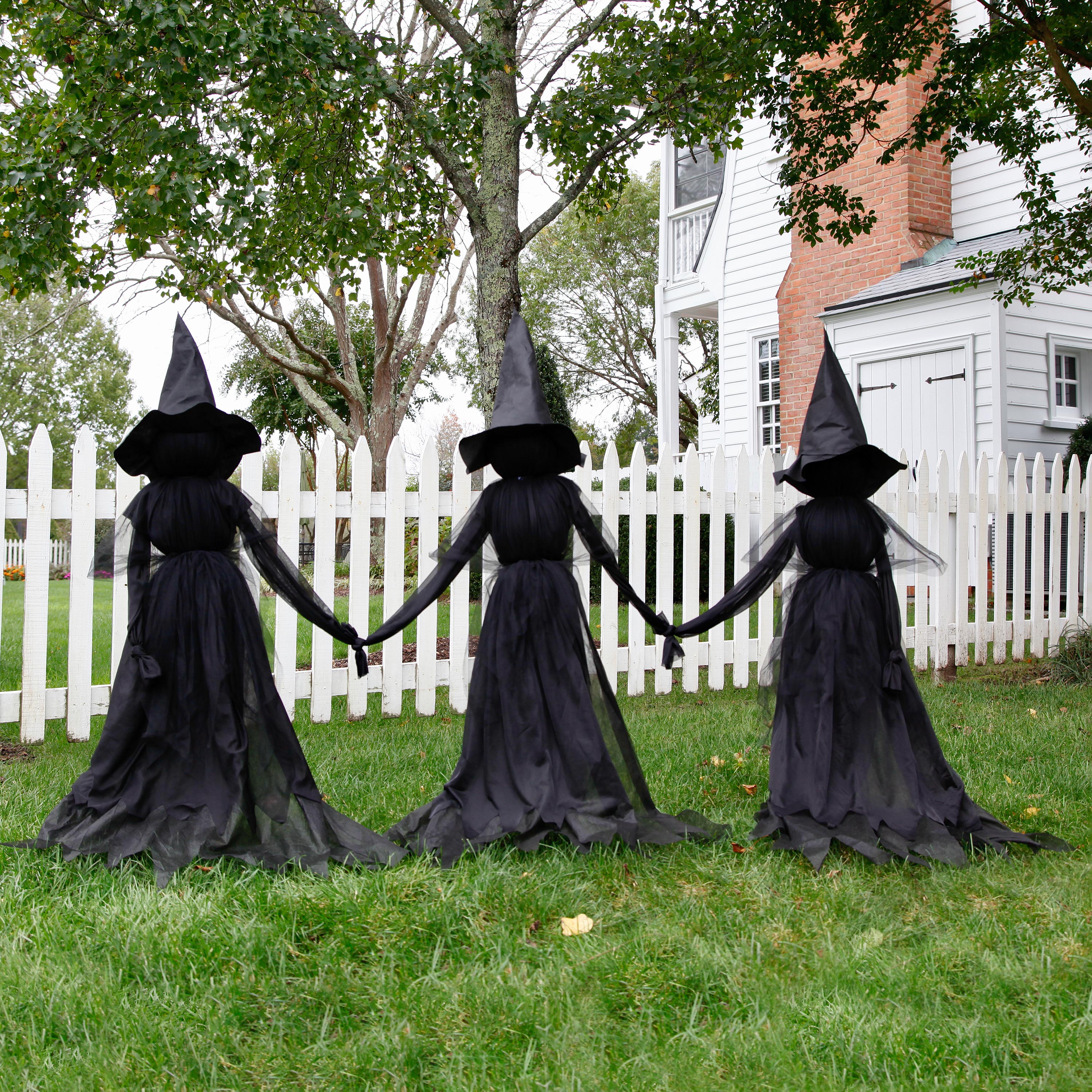 Lighted Halloween Witch Stakes, Set of 3