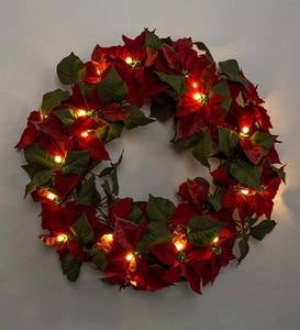 Lighted Poinsettia Holiday Accents