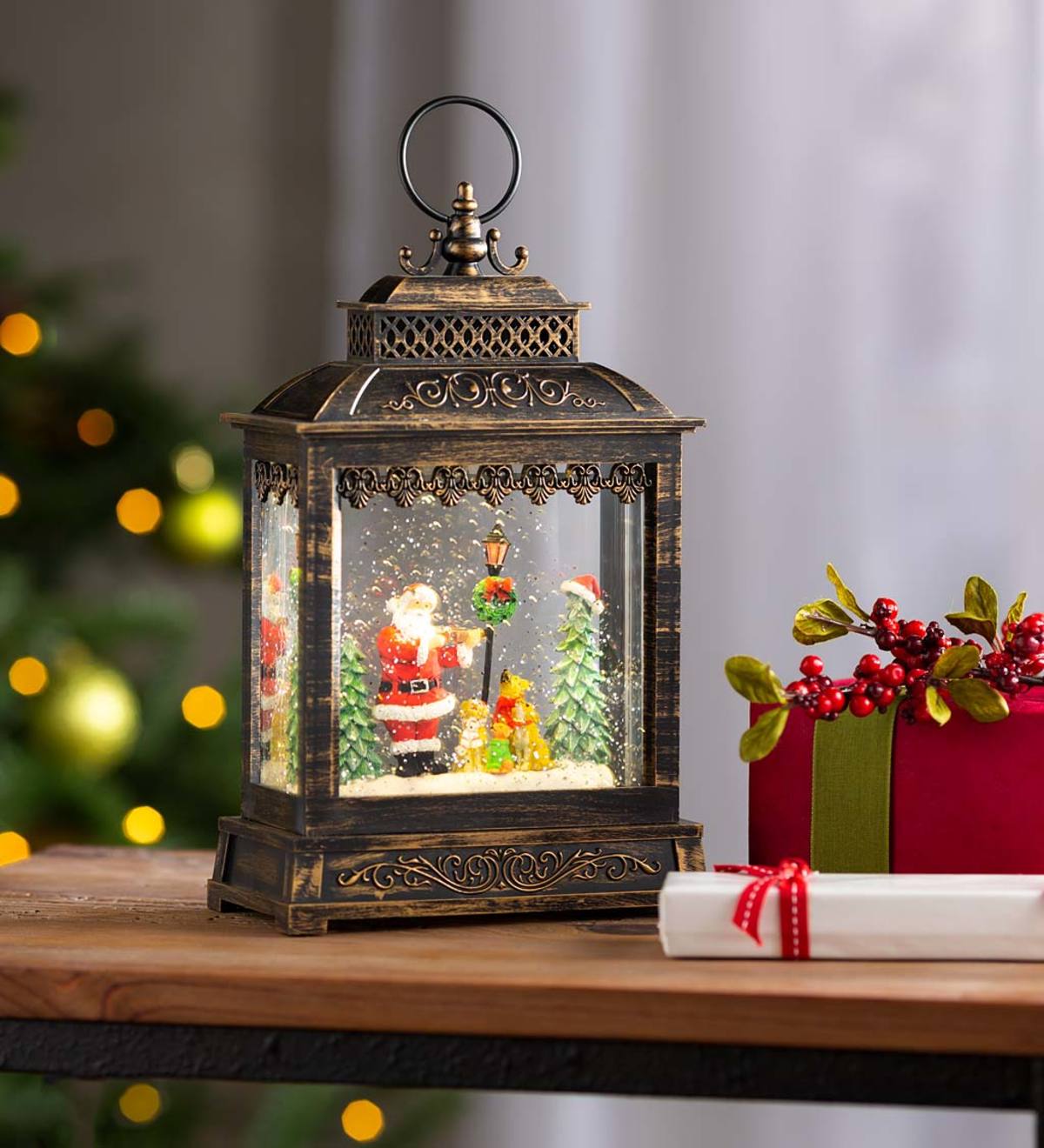 Musical Lighted Santa Snow Globe Lantern