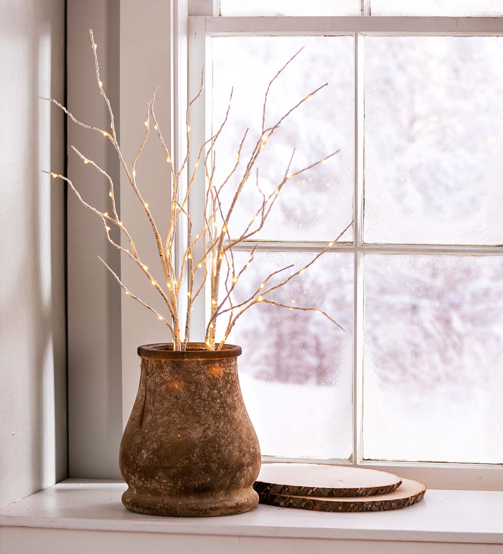 Indoor/Outdoor Lighted Birch Branches, Set of 2