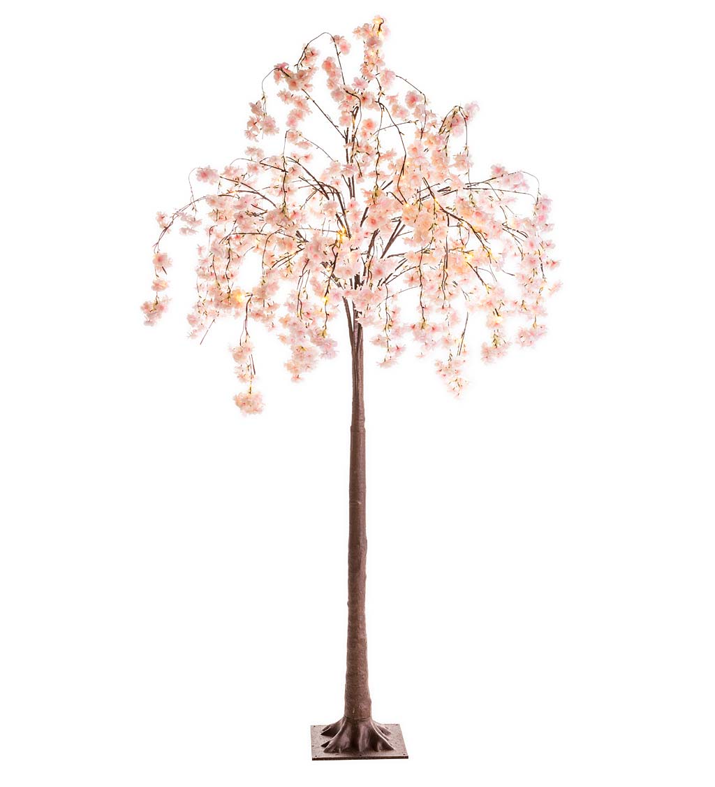 Large Lighted Faux Weeping Cherry Tree, 6'H