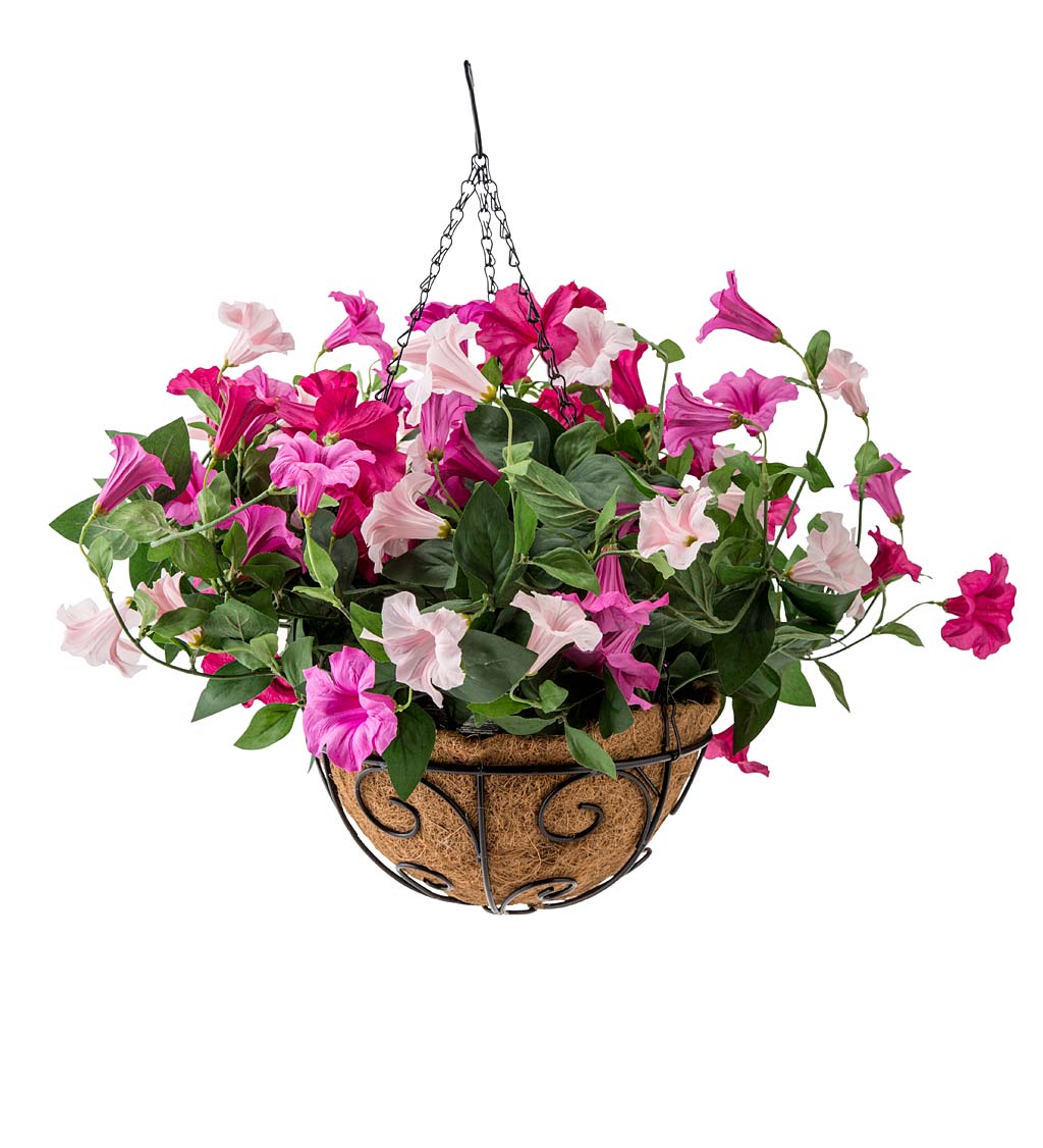 Faux Pink Petunia Hanging Basket