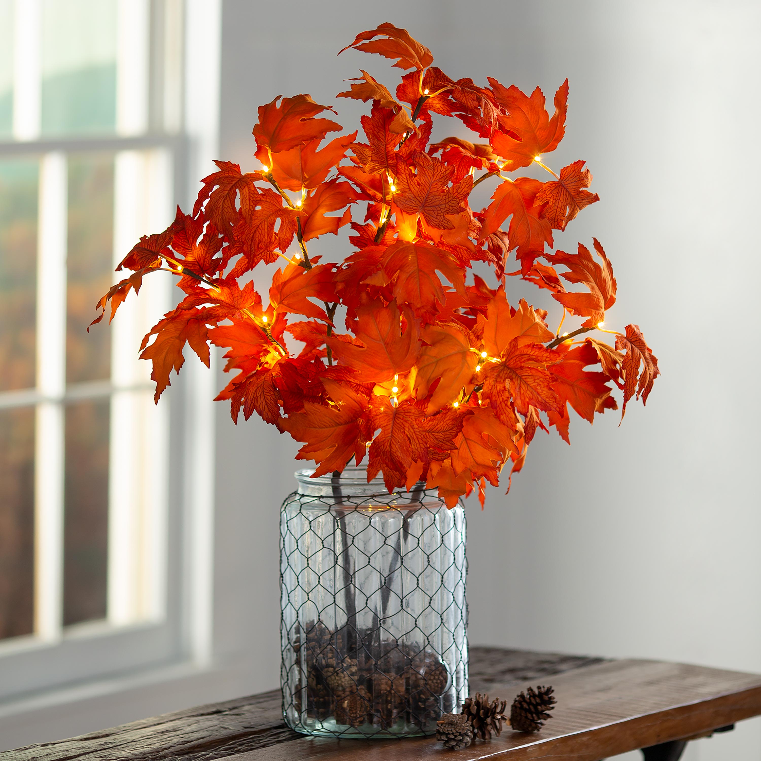 Indoor/Outdoor Lighted Maple Tree Branches, Set of 2