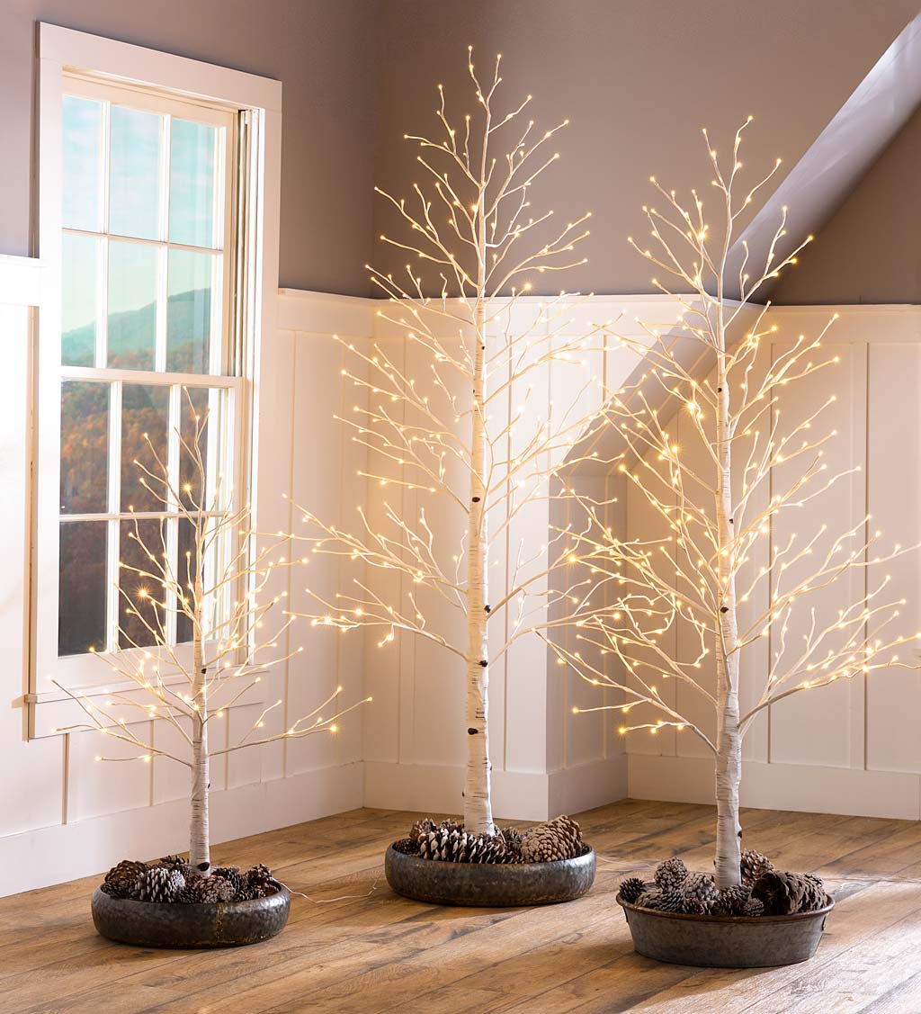 Large 7'H Indoor/Outdoor Birch Tree with 280 Warm White and Multicolor Lights