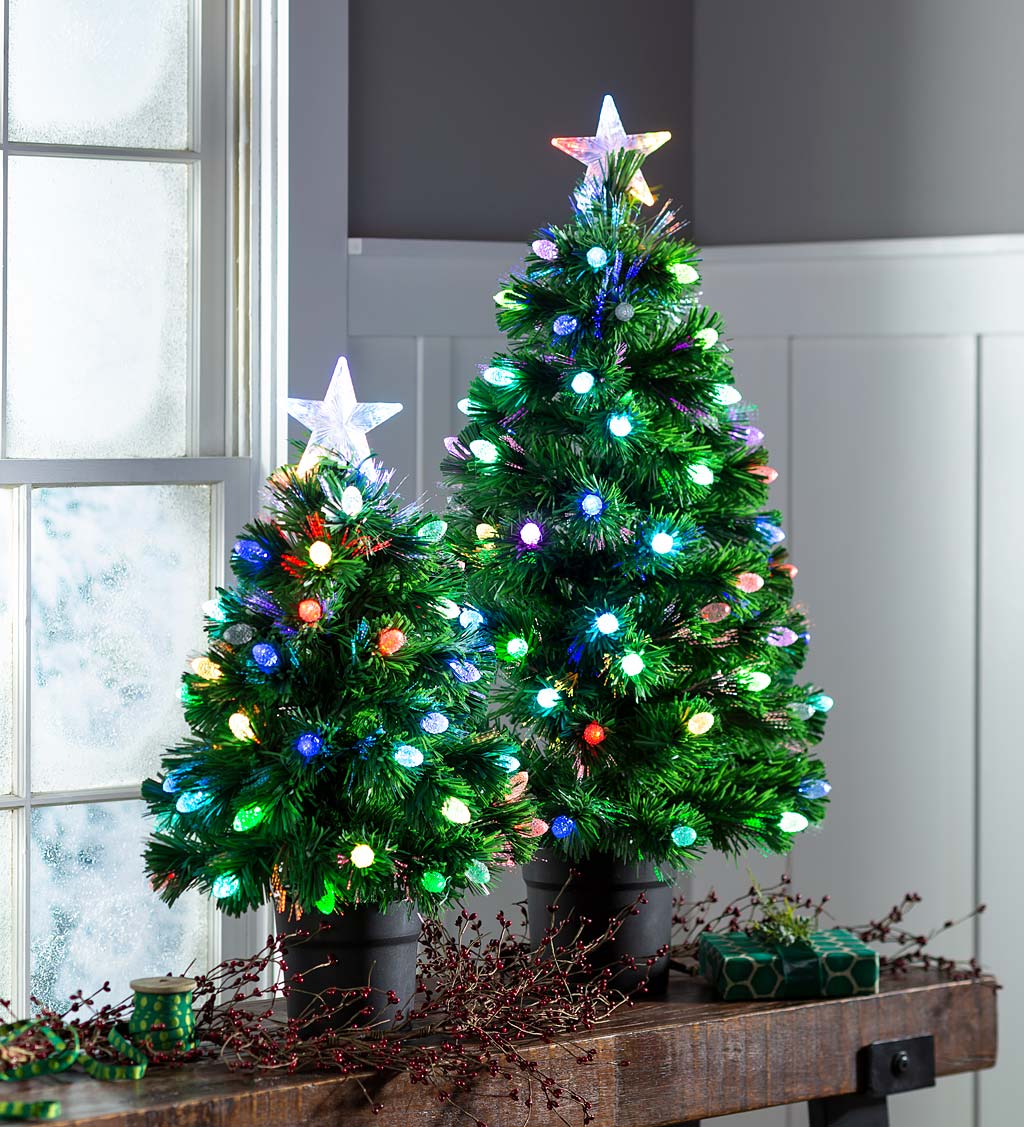 Fiber-Optic Color-Changing Tabletop Christmas Tree with 99 Lights, 3'H
