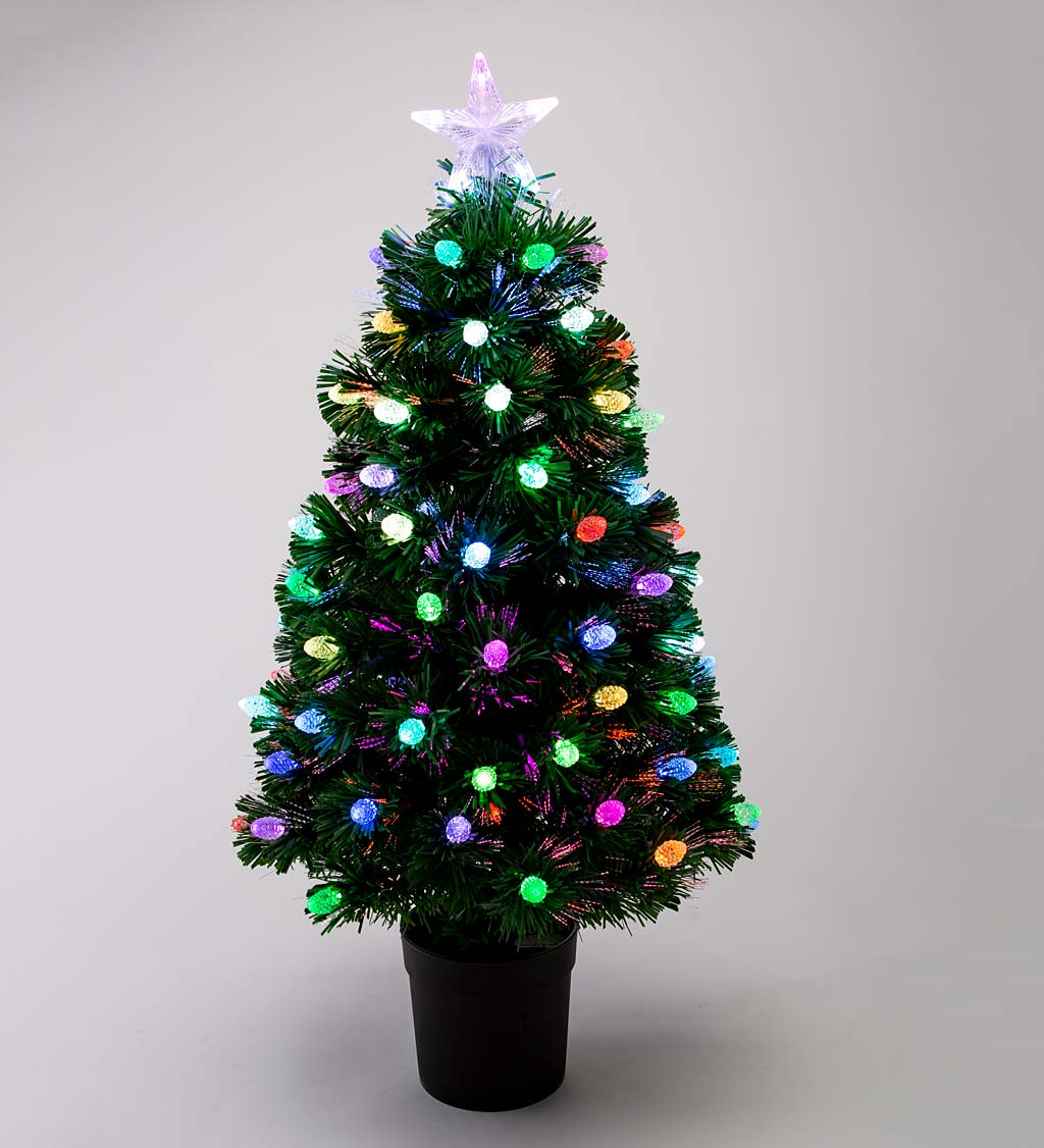 Fiber-Optic Color-Changing Tabletop Christmas Tree with 99 Lights, 3'H