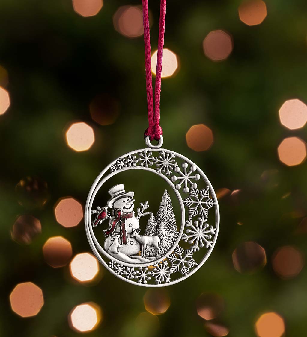 Solid Pewter Christmas Tree Ornament - Holiday Sentiments