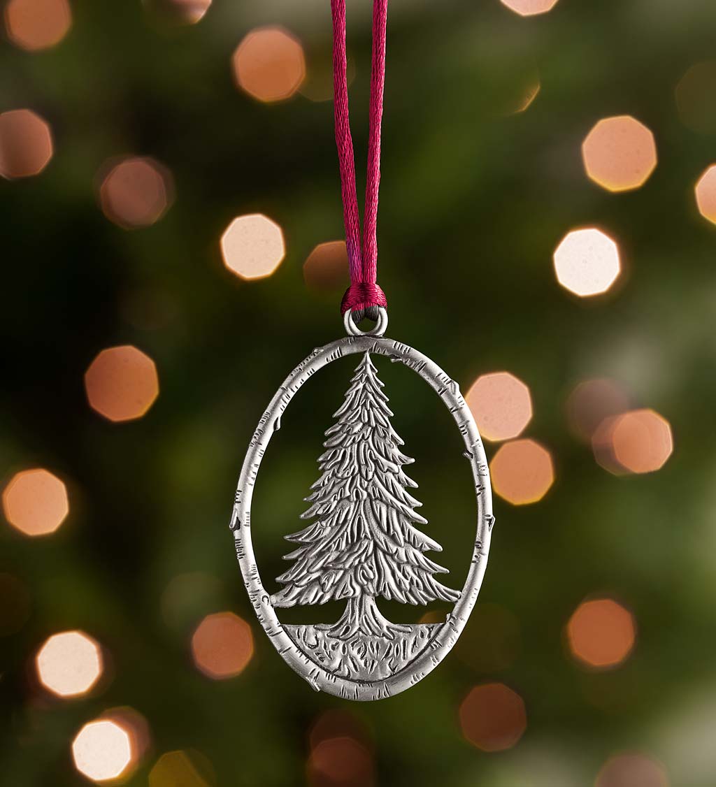 Solid Pewter Christmas Tree Ornament - Bringing Home The Tree