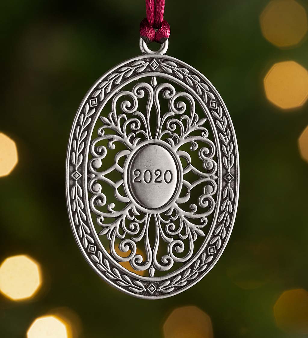 Solid Pewter Christmas Tree Ornament - Fireplace