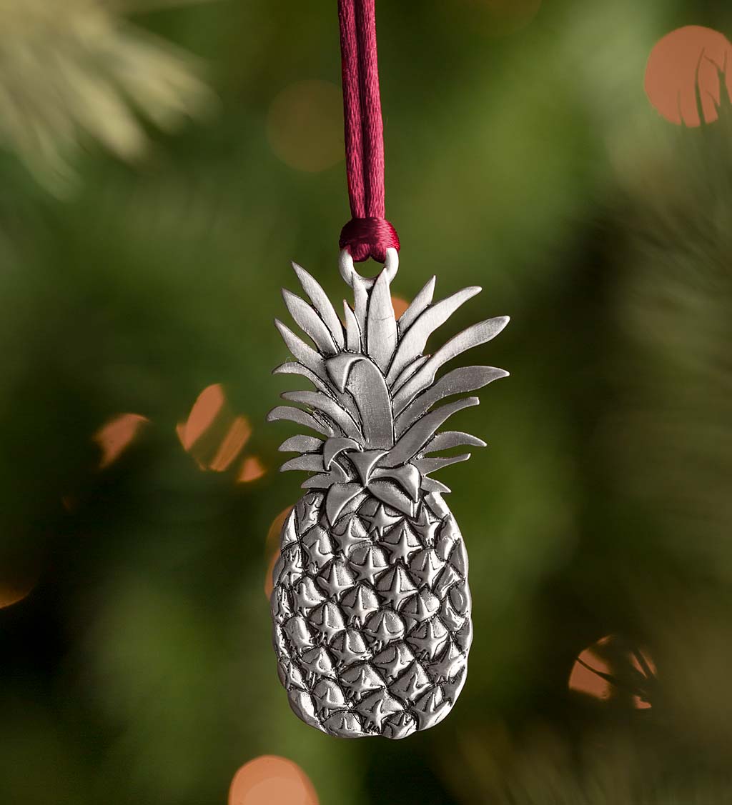 Solid Pewter Christmas Tree Ornament - Holiday Sentiments