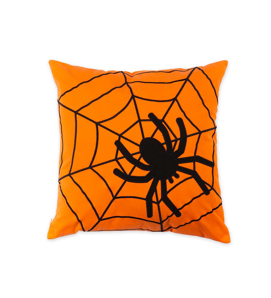 Indoor/Outdoor Halloween Spider Web Cotton Throw Pillow