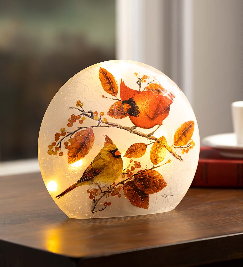 Accent Light with Cardinal Pair and Fall Foliage