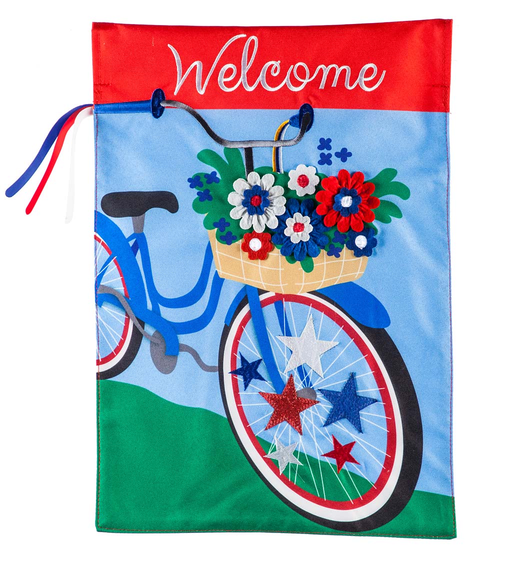 Americana Bicycle Garden Linen Flag