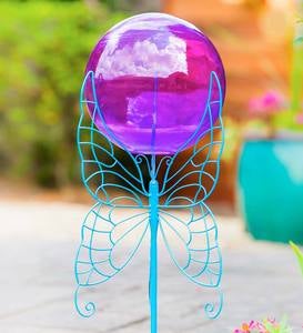 Green Butterfly Gazing Ball