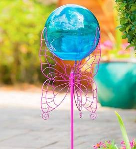 Green Butterfly Gazing Ball