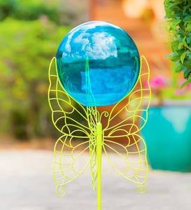 Green Butterfly Gazing Ball