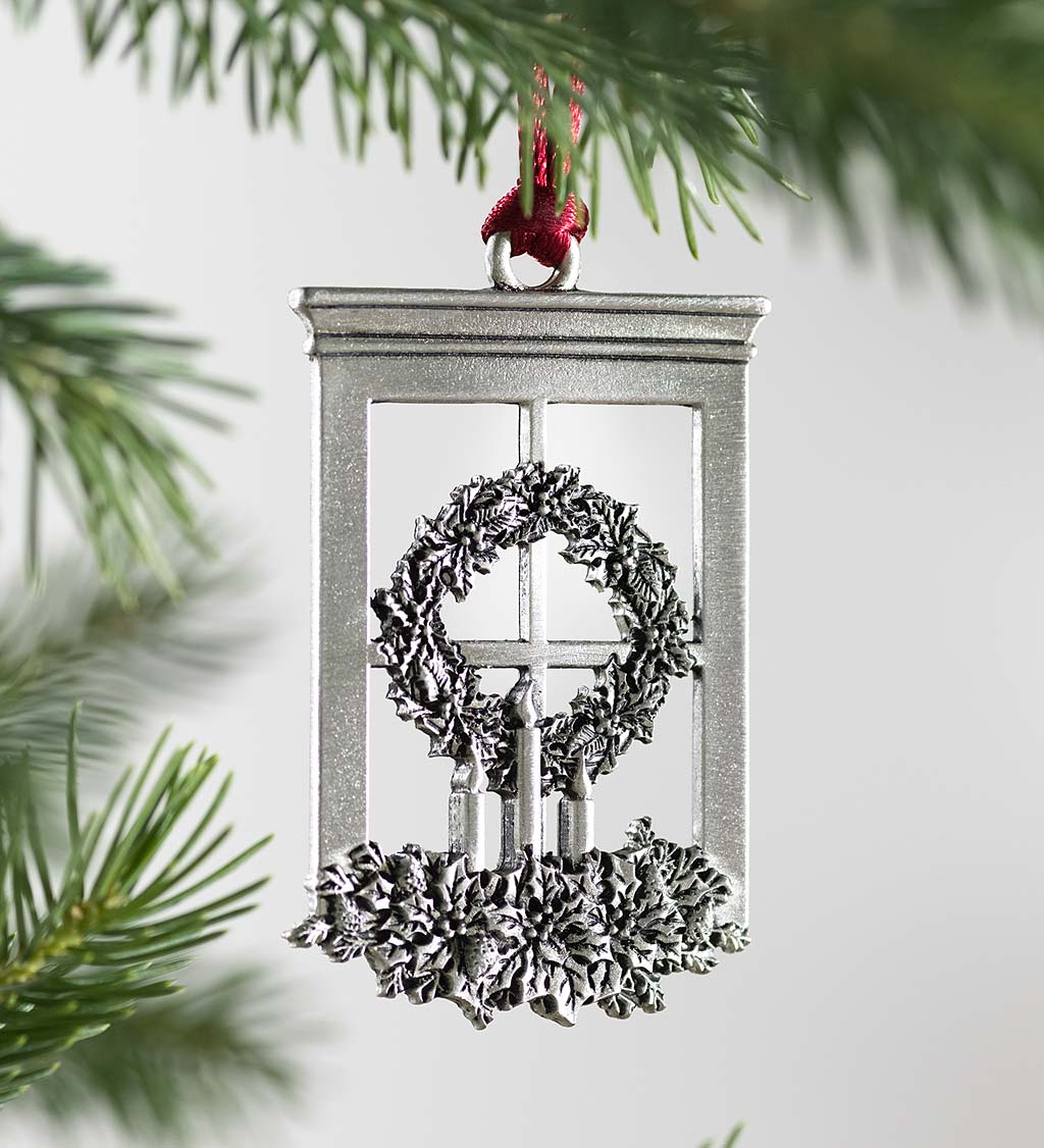 Solid Pewter Christmas Tree Ornament - Window
