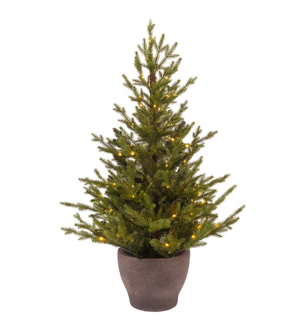 LED Lighted Potted Faux Norway Spruce