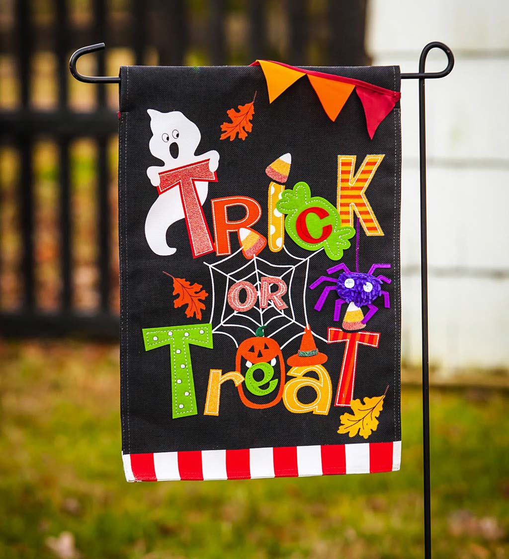 Trick or Treat Burlap Garden Flag