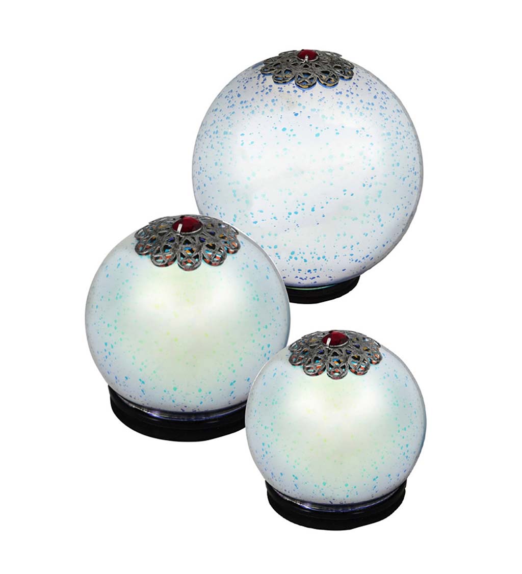 Stargazing Antique-Style Silver LED Orbs, Set of 3