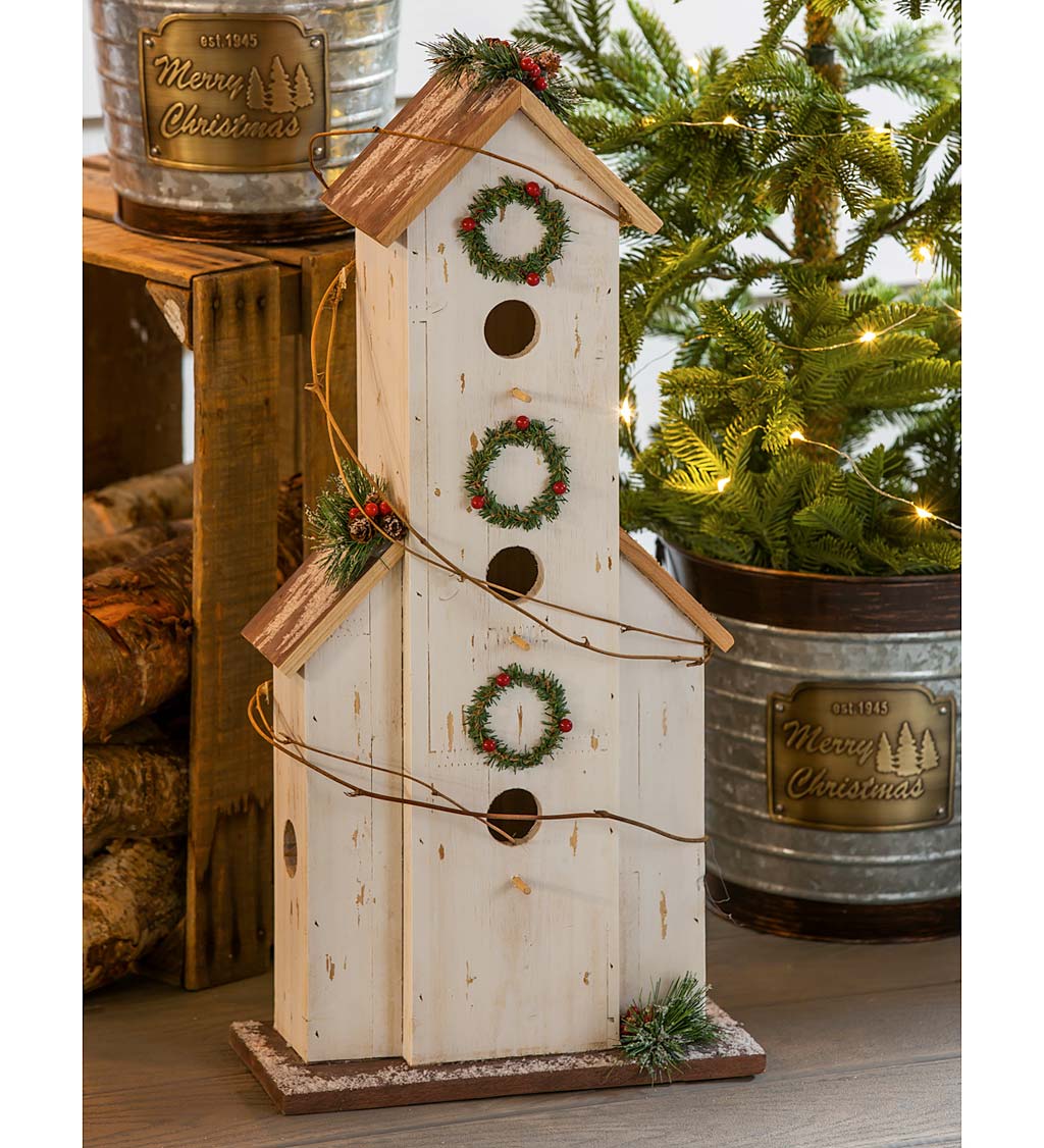 Decorative Wooden Bird House Garden Statuary