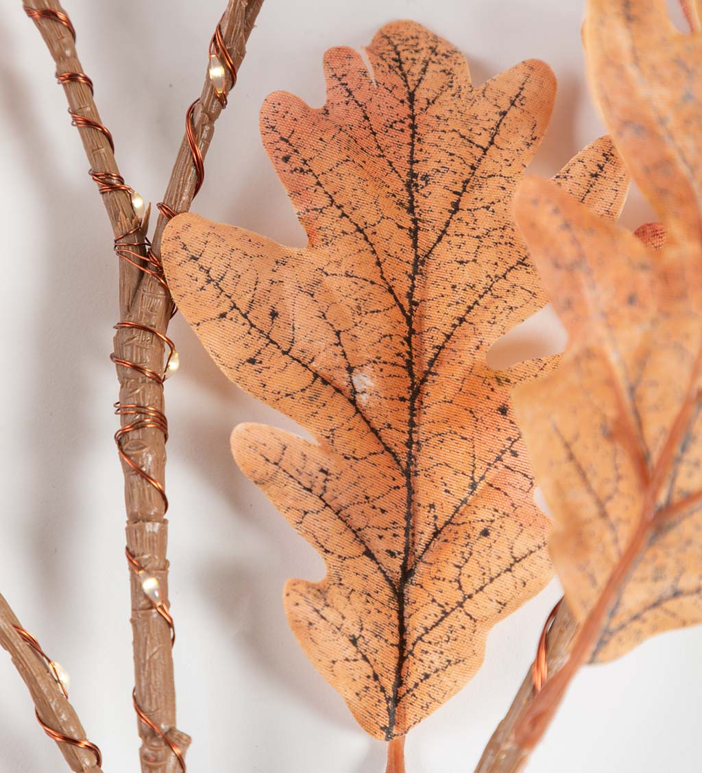 Indoor/Outdoor Lighted Rust Oak Branches, Set of 2