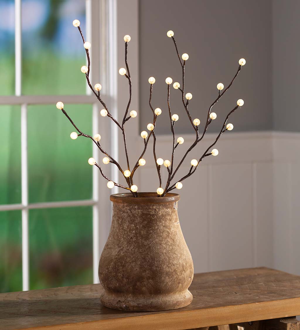 Indoor/Outdoor Lighted Mini Globe Branches, Set of 2