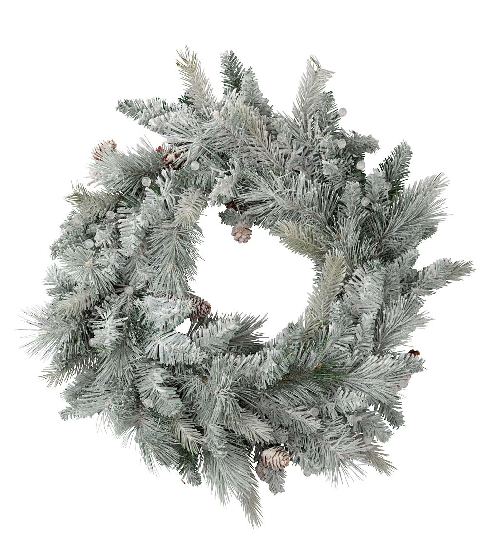 Winter Frost Lighted Holiday Wreath, 24"