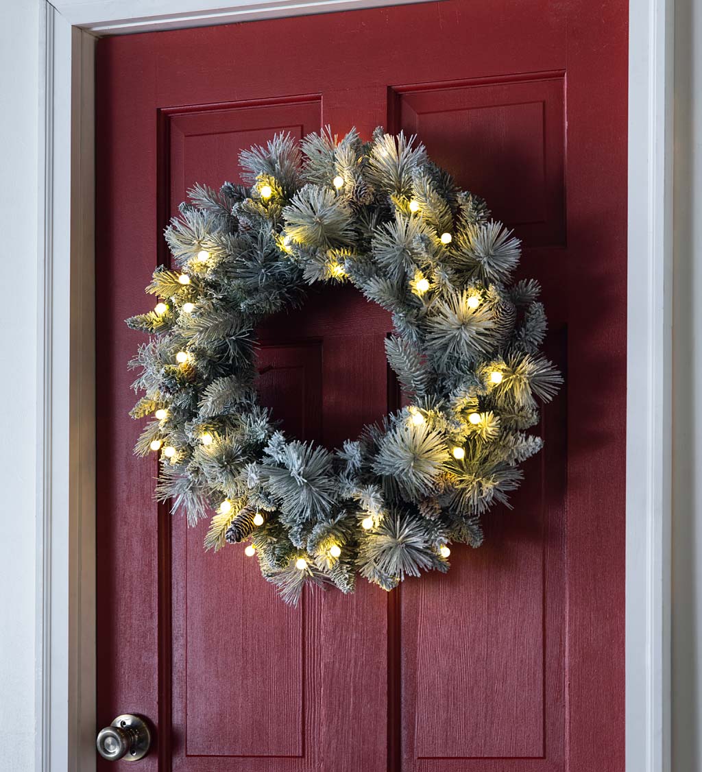 Winter Frost Lighted Holiday Wreath, 24"