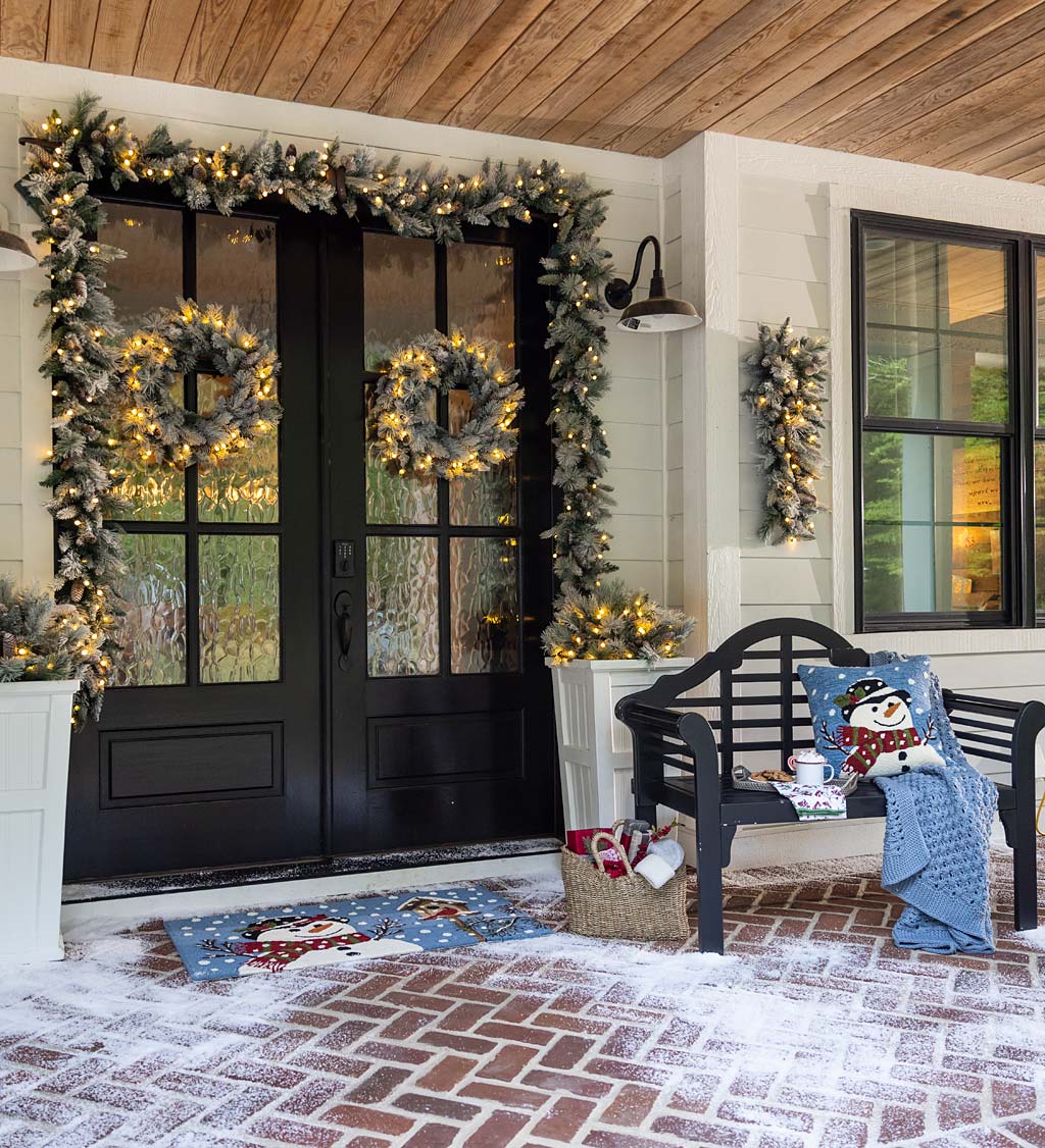 Winter Frost Holiday Garland with White And Multicolor Lights