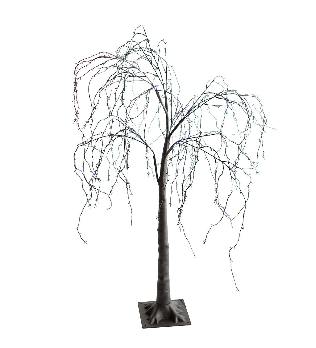 Indoor/Outdoor Halloween Electric Lighted Black Weeping Willow Tree with Purple LEDs