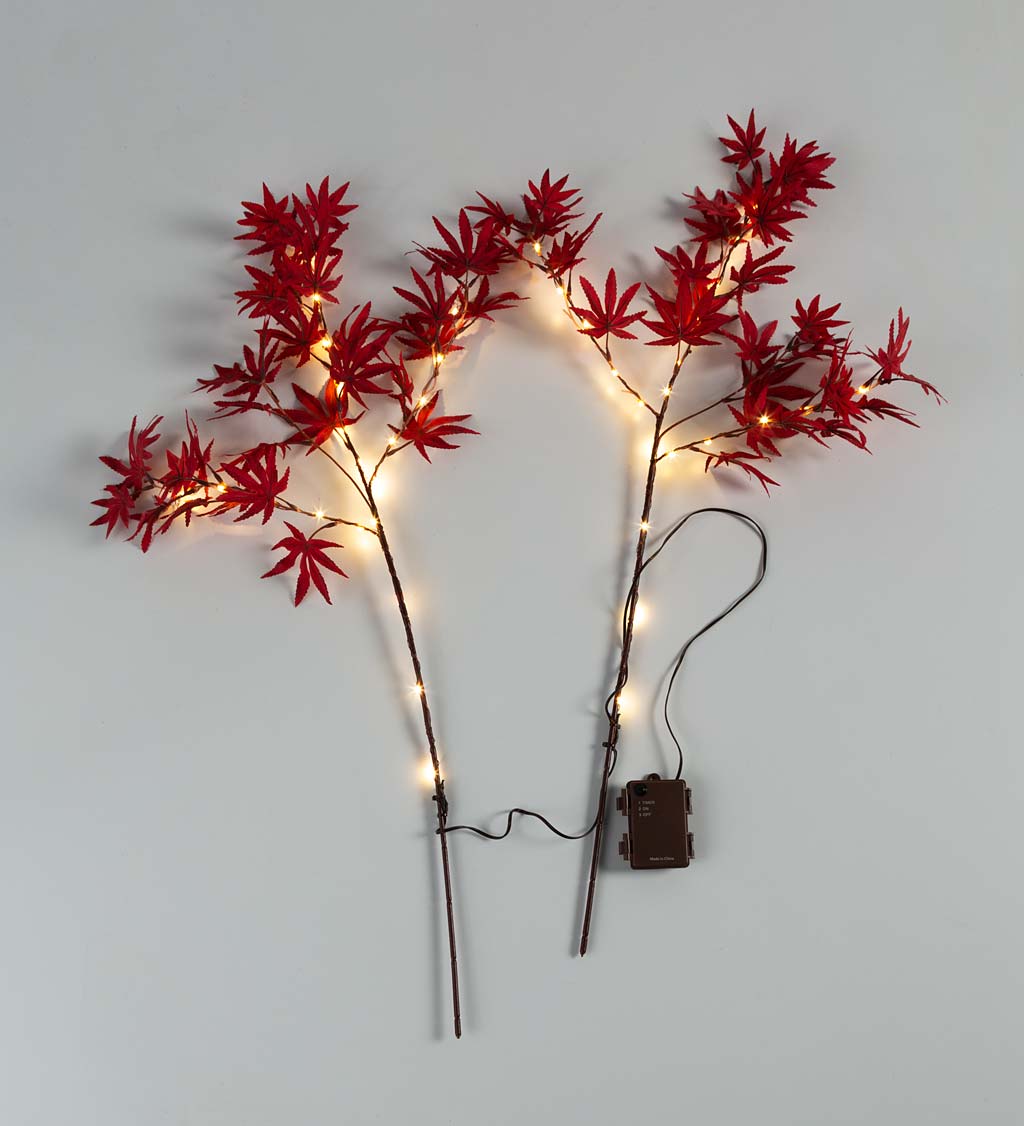 Indoor/Outdoor Lighted Japanese Maple Tree Branches, Set of 2