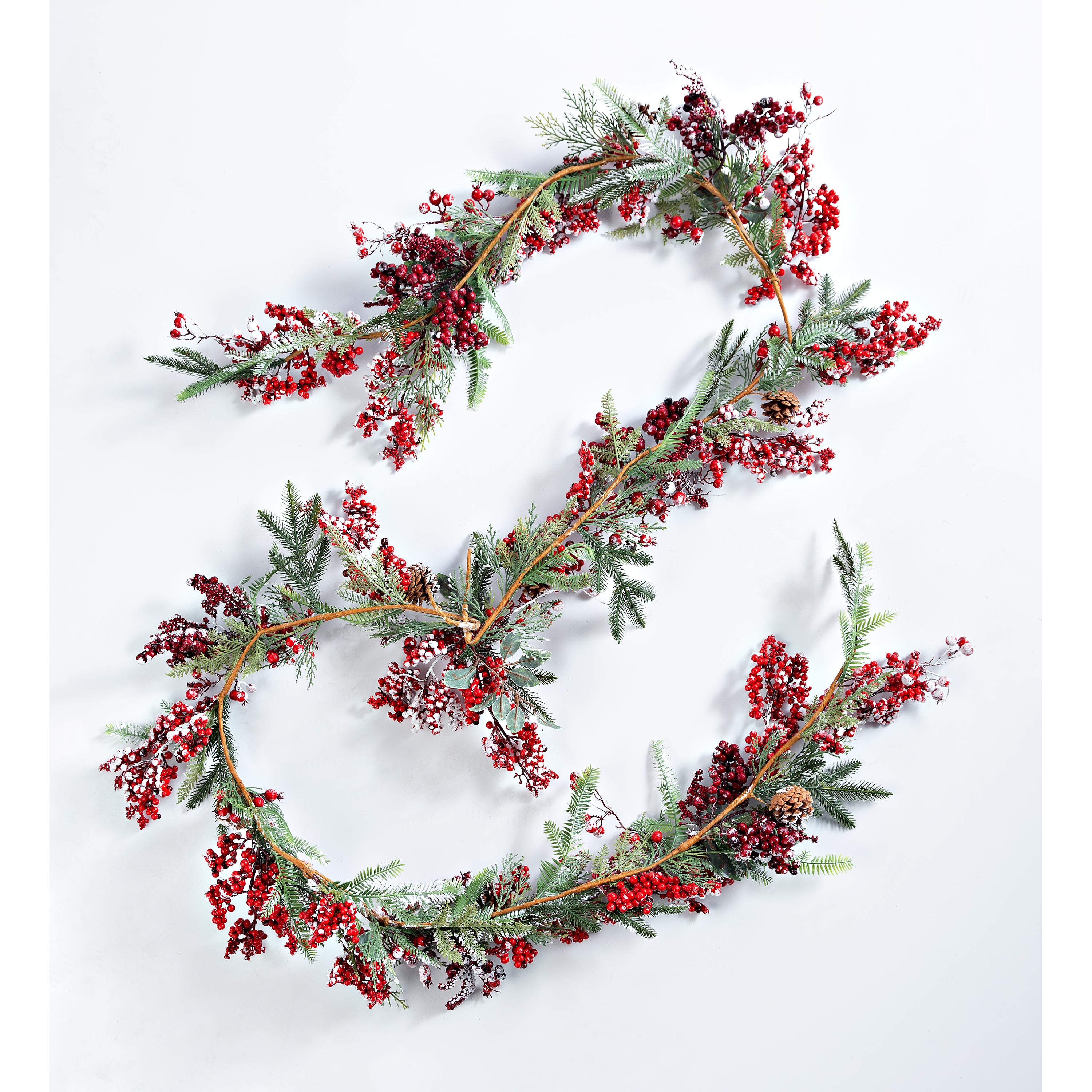 Edinburg Frosted Berries and Pine Boughs Holiday Garland