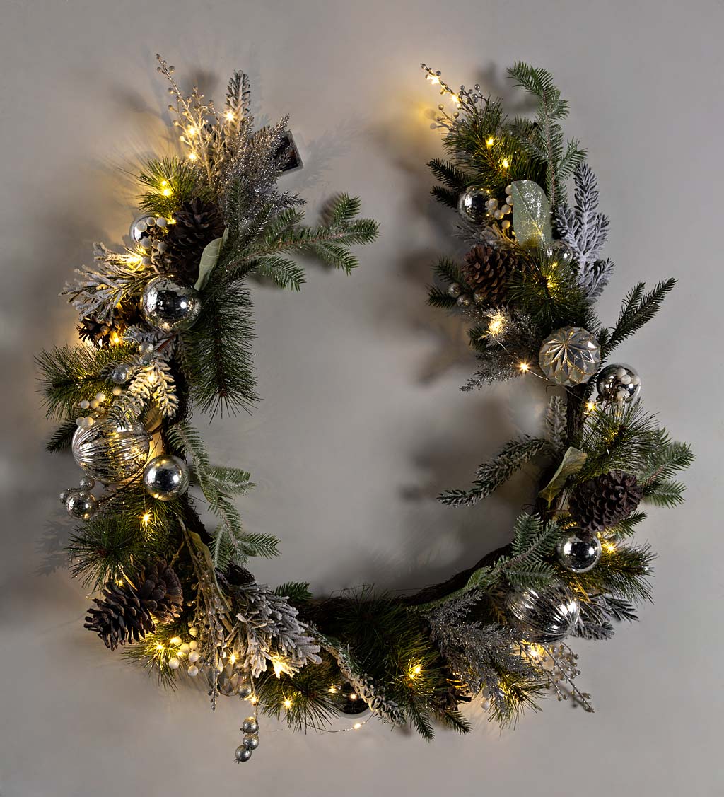 Lighted Silver Evergreen Holiday Garland