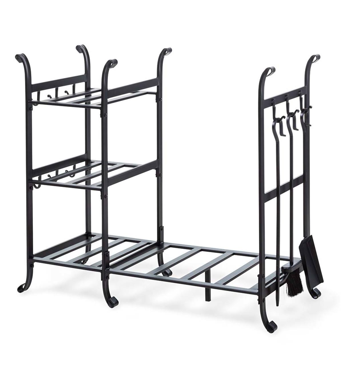 All-In-One Wood Rack with Tools - Black