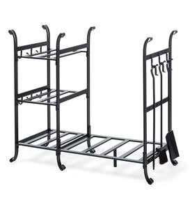 All-In-One Wood Rack with Tools - Black