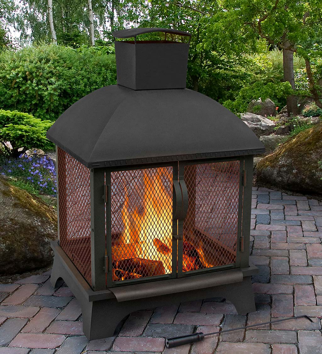 Redford Fireplace-Style Wood-Burning Fire Pit with Chimney