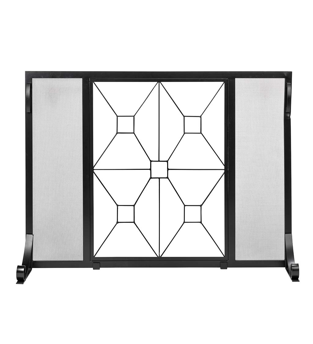 Manhattan Tempered Glass Flat Guard Fire Screen, Large