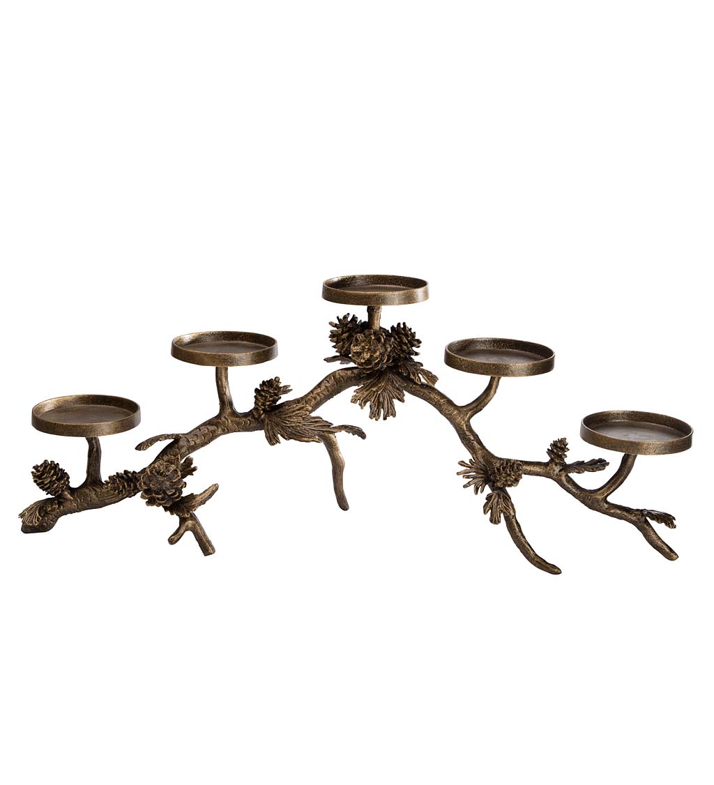 Pine Cone Cast Aluminum Fireplace Candelabra