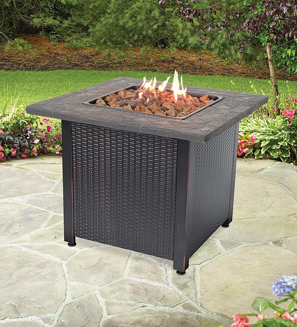 Blackwell Outdoor LP Gas Fire Pit with Resin Tile Top, 30"