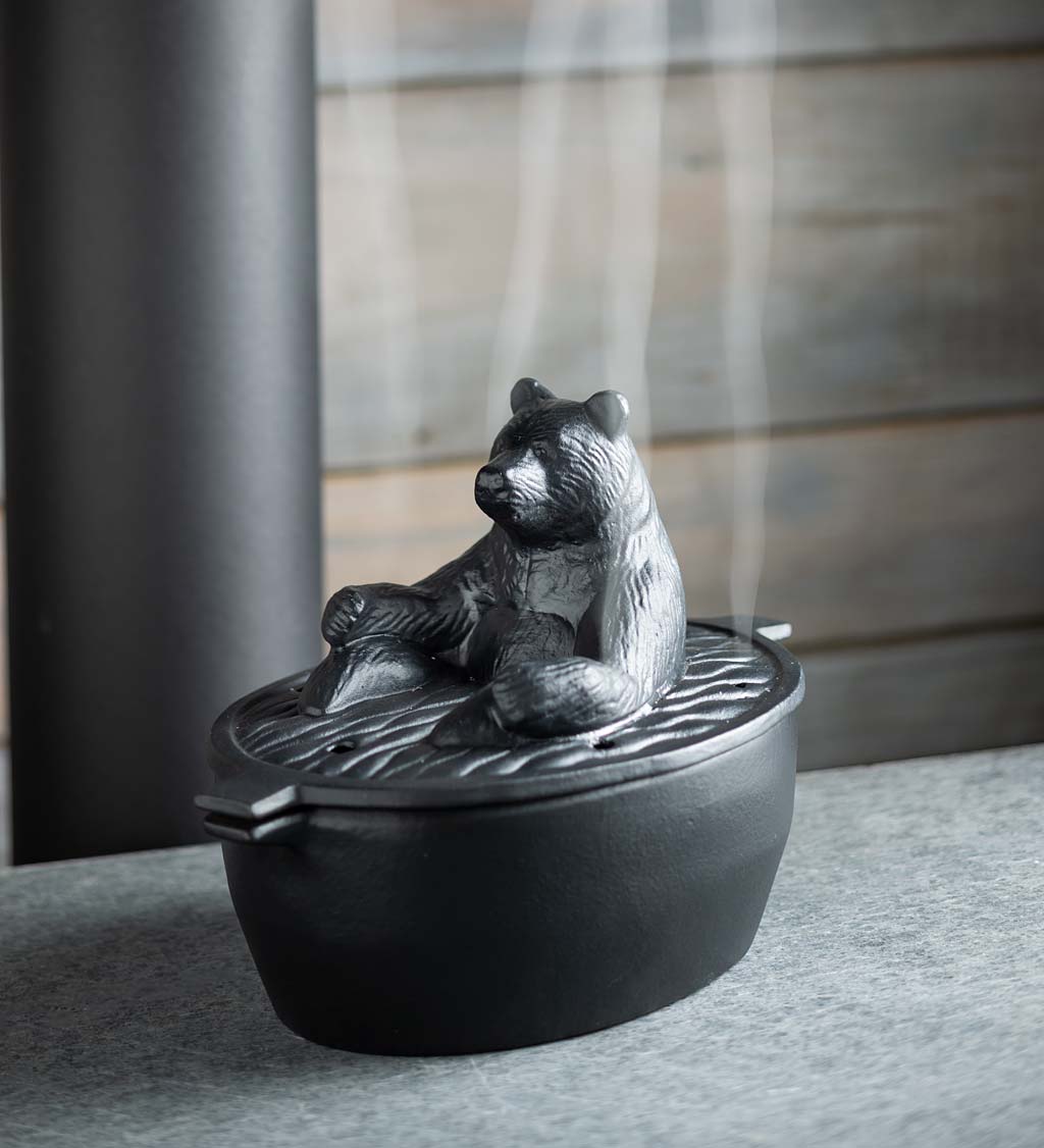 Bear in Bath Wood Stove Steamer in Cast Iron