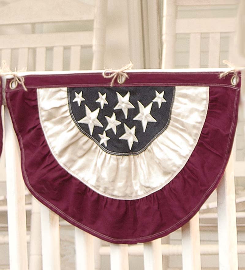 Half-Round Cotton Duck Patriotic Vintage Bunting with Embroidery