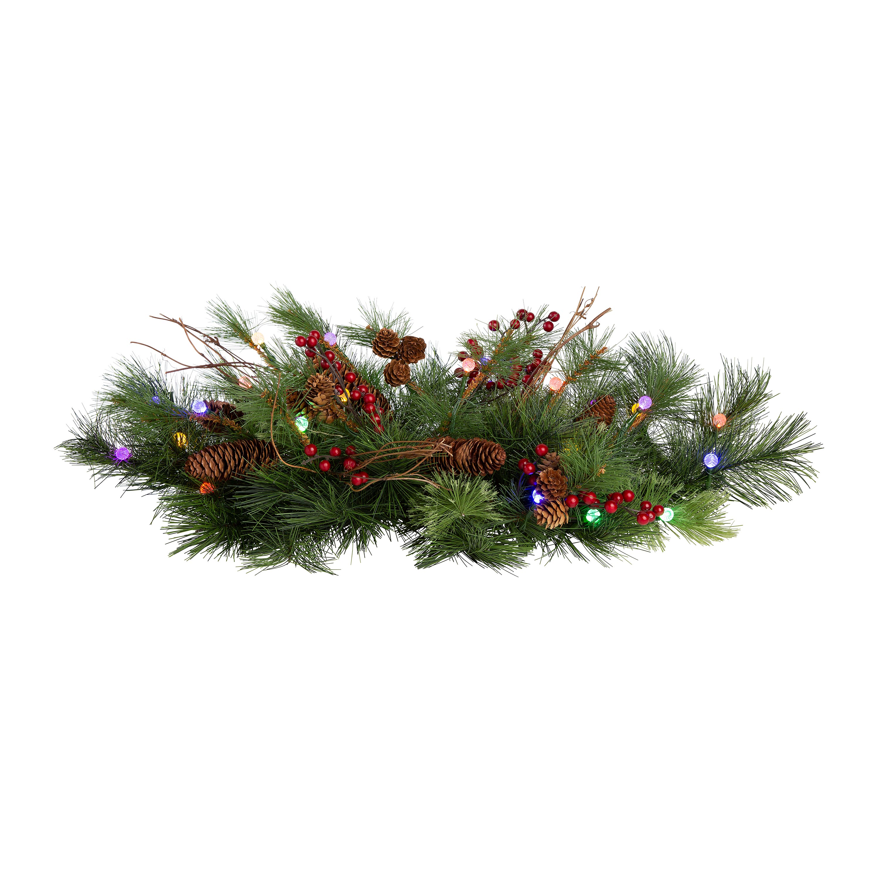 Indoor/Outdoor Blue Ridge Garland with Battery-Operated Dual-Function Lights